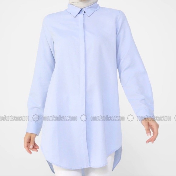 Light Blue - Point Collar - Tunic - Picture 3 of 3